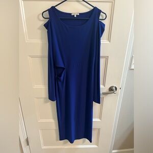 ROYAL BLUE | long sleeve cut out shoulder dress size M